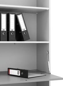 Vysoký kancelářský policový regál LAYERS, 1 box, 800 x 400 x 1905, bílá / šedá