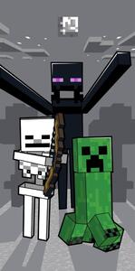Šedá bavlněná dětská osuška 70x140 cm Minecraft "Mob Attack" – Jerry Fabrics