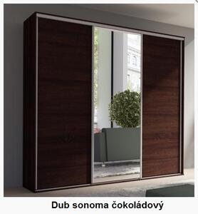 Skříň GRANDIOZA šatní, 254cm dub sonoma čokoládový / zrcadlo