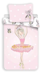 Růžové bavlněné dětské povlečení na jednolůžko 140x200 cm Ballerina – Jerry Fabrics
