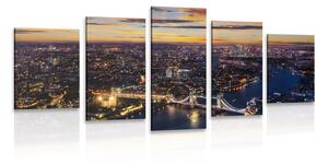 5-dílný obraz letecký pohled na Tower Bridge