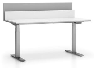 Kancelářský pracovní stůl SINGLE LAYERS s přepážkami, nastavitelné nohy, bílá / šedá