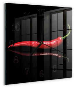 Skleněné hodiny na stěnu Chilli paprička zskc-30x30-00170747