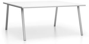 Kancelářský jednací stůl DOUBLE LAYERS, bez přepážek, bílá / šedá
