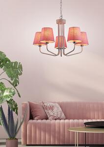 Candellux Růžový závěsný lustr York Ledea pro žárovku 5x E14 50205094