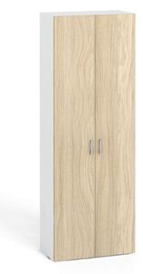 Kancelářská skříň s dveřmi PRIMO KOMBI, 5 polic, 2233 x 800 x 400 mm, bílá / dub přírodní