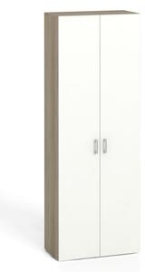 Kancelářská skříň s dveřmi PRIMO KOMBI, 5 polic, 2233 x 800 x 400 mm, dub přírodní / bílá