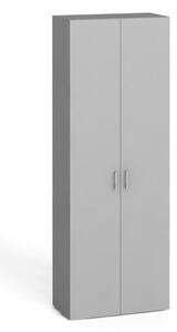 Kancelářská skříň s dveřmi PRIMO KOMBI, 5 polic, 2233 x 800 x 400 mm, šedá