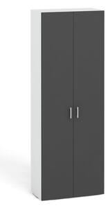 Kancelářská skříň s dveřmi PRIMO KOMBI, 5 polic, 2233 x 800 x 400 mm, bílá / grafitová