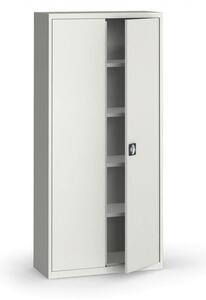 Plechová policová skříň, 1950 x 950 x 400 mm, 4 police, šedá / šedá