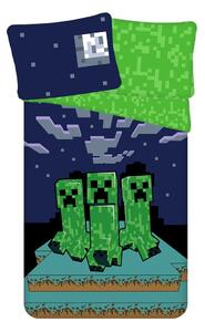 Zeleno-modré bavlněné dětské povlečení na jednolůžko 140x200 cm Minecraft "Sssleep Tight" – Jerry Fabrics