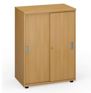 Kancelářská skříň zasouvací dveře PRIMO, 1087 x 800 x 420 mm, buk