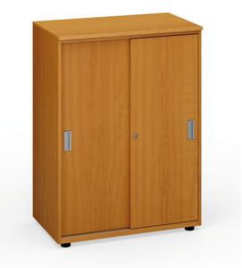 Kancelářská skříň zasouvací dveře PRIMO, 1087 x 800 x 420 mm, třešeň