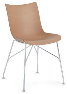 Výprodej Kartell designové jídelní židle P/Wood - skořepina buková překližka světlá, podnož ocel