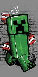 Zeleno-šedá bavlněná dětská osuška 70x140 cm Minecraft "Metro Art Creeper" – Jerry Fabrics
