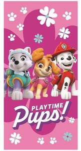 Růžová bavlněná dětská osuška 70x140 cm Paw Patrol – Jerry Fabrics