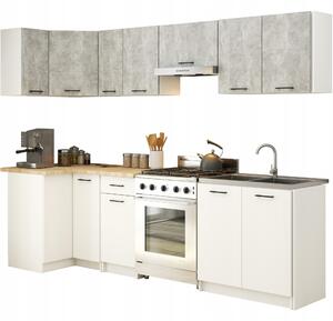 KUCHYŇSKÝ NÁBYTEK ROHOVÝ SET OLIVA 3 M BETON-BÍLÝ