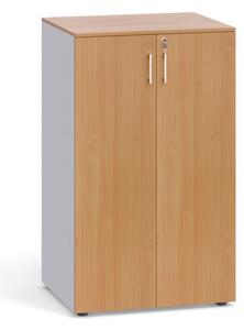 Kancelářská skříň s dveřmi PRIMO, 800 x 640 x 1338 mm, 3 police, šedá / wenge