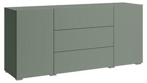Moderní komoda, výška 150 cm, stojící, 3 zásuvky a 2 skříňky, barva: matná, světle zelená