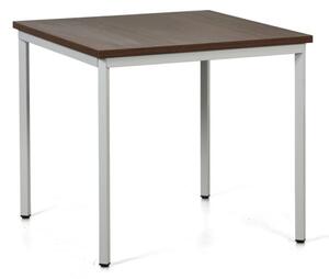 Jídelní stůl TRIVIA, světle šedá konstrukce, 800 x 800 mm, ořech
