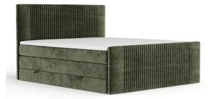 Tmavě zelená boxspring postel s úložným prostorem 200x200 cm Bergamo – Maison de Rêve