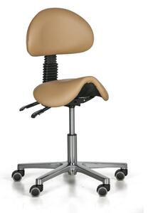 Pracovní židle SHAWNA, sedák ve tvaru sedla, univerzální kolečka, béžová