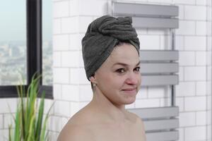 Rychleschnoucí turban na vlasy RENA tmavě šedý