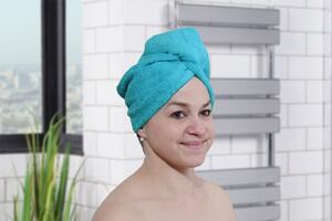 Rychleschnoucí turban na vlasy RENA tyrkysový