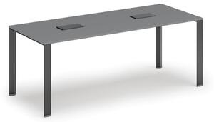 Stůl PRIMO INFINITY 2000 x 900 x 750, grafit + 2x stolní zásuvka TYP I, černá
