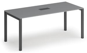 Stůl PRIMO SQUARE 180x80 cm, grafit + stolní zásuvka TYP V, černá