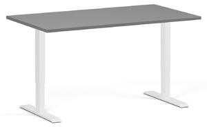 Výškově nastavitelný stůl, 140x80 cm, 1 motor, bílá podnož, grafit