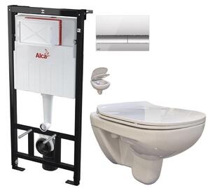 ALCADRAIN Sádromodul - předstěnový instalační systém s chromovým tlačítkem M1721 + WC bez oplachového kruhu Edge + SEDÁTKO AM101/1120 M1721 EG1
