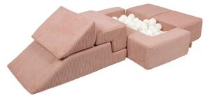 Růžové manšestrové pěnové hřiště 100x35x40 cm Montessori – Meowbaby
