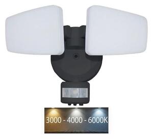 NEDES LED Venkovní reflektor se senzorem LED/24W/230V 3000/4000/6000K IP54 černá ND3873