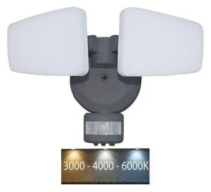 NEDES LED Venkovní reflektor se senzorem LED/24W/230V 3000/4000/6000K IP54 antracit ND3875