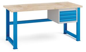 Dílenský stůl KOVONA, 3 zásuvky na nářadí, buková spárovka, pevné nohy, 1700 mm