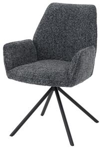 Jídelní židle HWC-G67, kuchyňská židle, otočná, s automatickou aretací polohy, potah z mikrovlákna (410 g/m²), konstrukce černá, potah tmavě šedý