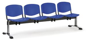 Plastová lavice do čekáren ISO, 4-sedák, černá, chrom nohy