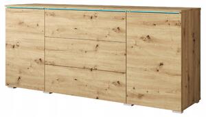 Moderní komoda o šířce 150 cm do obývacího pokoje, s 3 zásuvkami a 2 skříňkami, barva dýha "artisan"