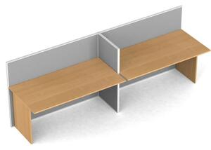 Rovný kancelářský stůl PRIMO s paravanem, 2 místa, nástěnka, buk