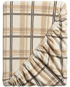 Prostěradlo mikroplyš PLAID 90x200 cm krémové