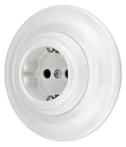 Bohemia-Design - Porcelá. retro domovní zásuvka s rámečkem SCHUKO 250V/16A bílá