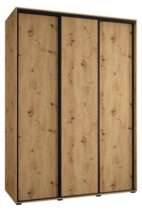 Šatní skříň s posuvnými dveřmi DAVOS 170cm | DUB Artisan / černé pojezdy