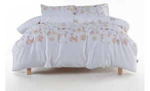 Bílé povlečení na jednolůžko z bavlněného saténu 140x200 cm Ivory Garden Floral – Mila Home Luxury