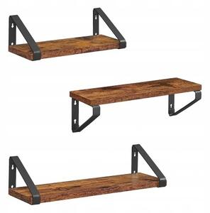3 X ZÁVĚSNÁ NÁSTĚNNÁ POLICE NA KNIHY LOFT DUB POLICE 40x12 cm OBÝVACÍ POKOJ