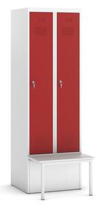 Šatní skříňka s lavičkou, červené dveře, cylindrický zámek