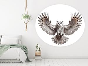 Letící sova textilní přelepitelná samolepka na zeď arch 75 x 64 cm