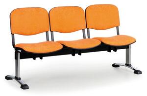 Čalouněná lavice do čekáren VIVA, 3-sedák, oranžová, chromované nohy