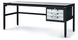 Antistatický dílenský ESD stůl, 3 zásuvkový box na nářadí, 1800x800x745-985 mm
