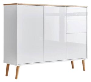 KOMODA, bílá, dub artisan, vysoce lesklá bílá, 105,5/86/33 cm MID.YOU - Komody na nožičkách, Online Only